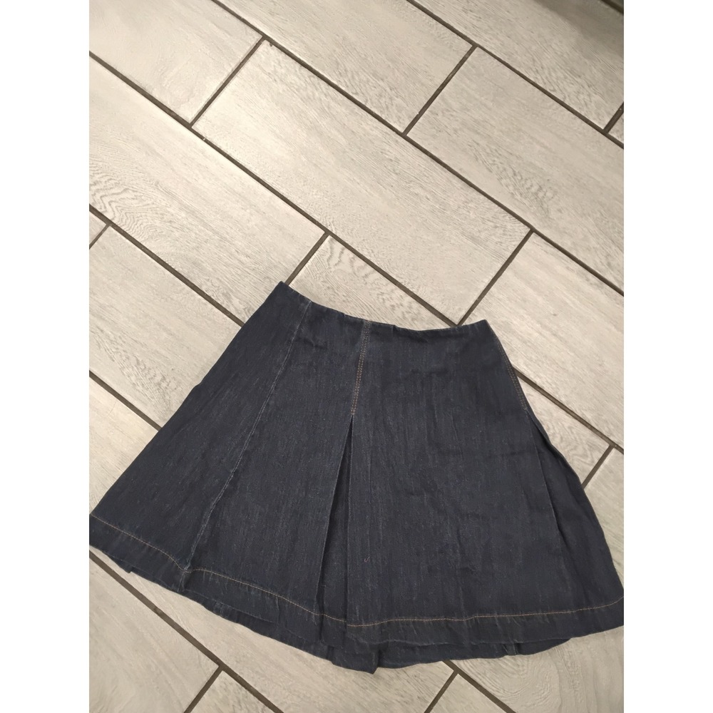Princess Highway Dark Wash Denim Pleated Mini Skirt PGFY062 Indigo Blue Size 8